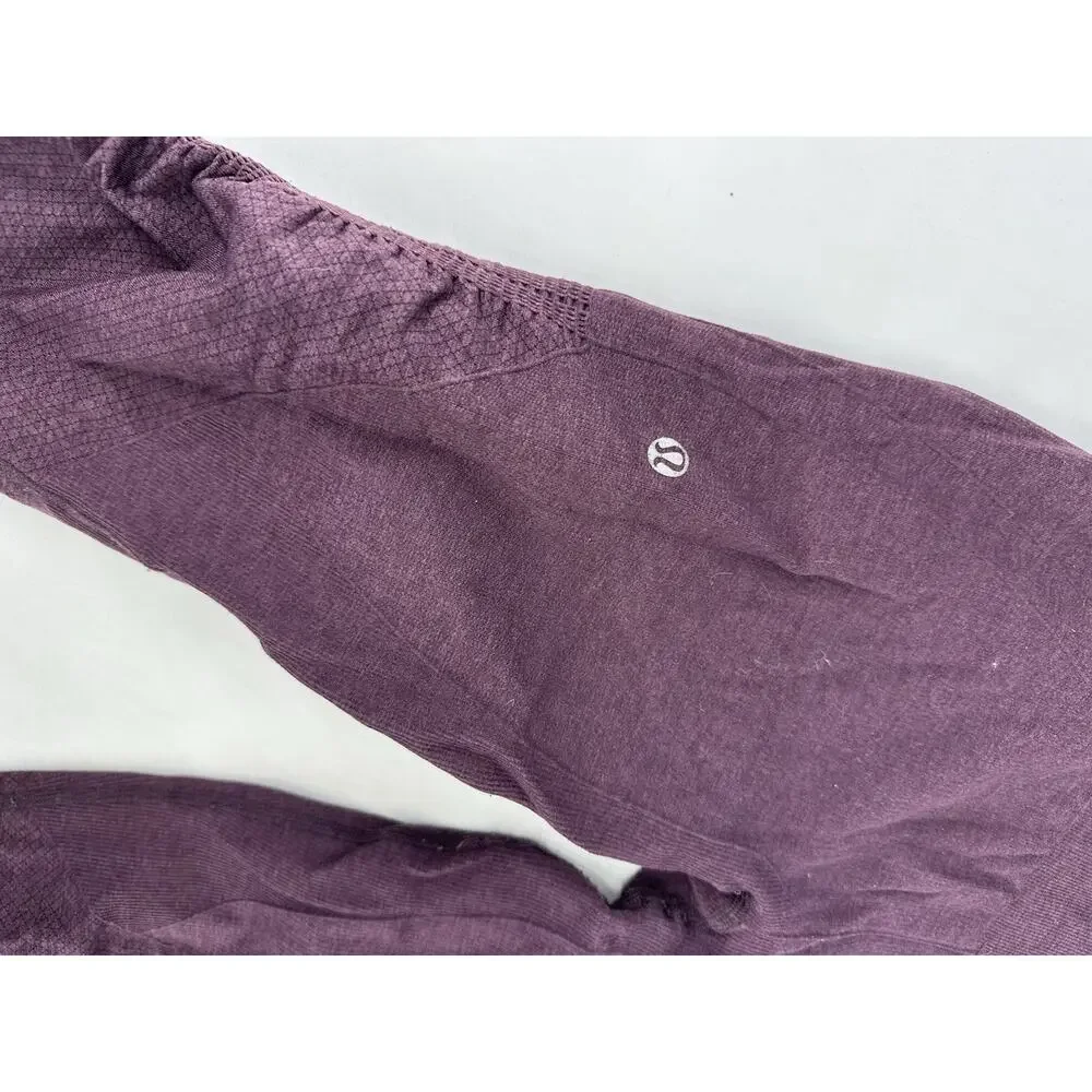 Lululemon Size 8 Women In The Flow Crop Ribbed Ruched Seamless Leggings 44-1